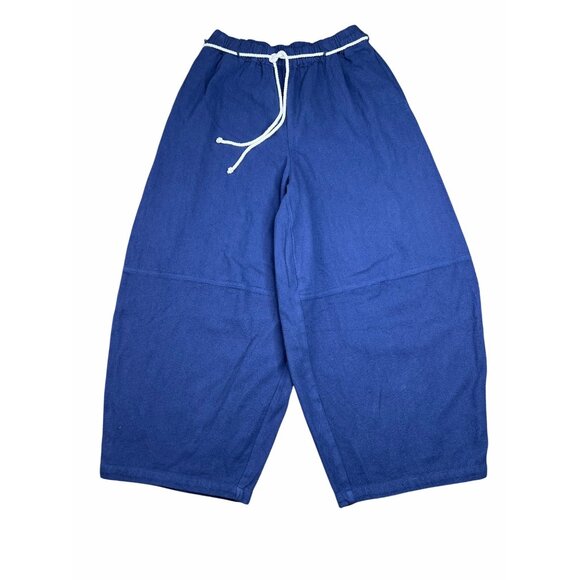 Free People Kayden Barrel Loose-Fit Navy Blue Pants With Drawstring Waist Small - Picture 7 of 11